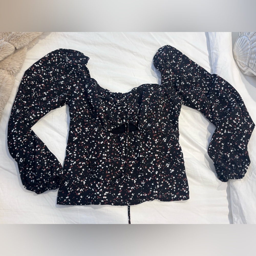 Abercrombie & Fitch Flirty Black Smocked Top with Cutout